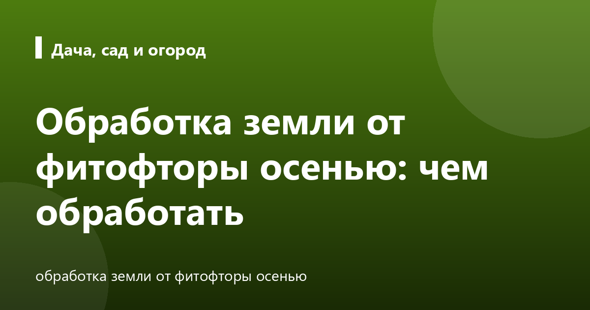 Обработка земли от фитофторы осенью: чем обработать