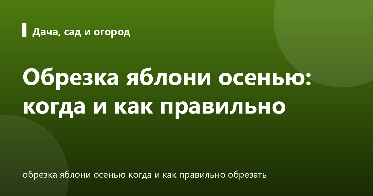 Обрезка яблони осенью: когда и как правильно