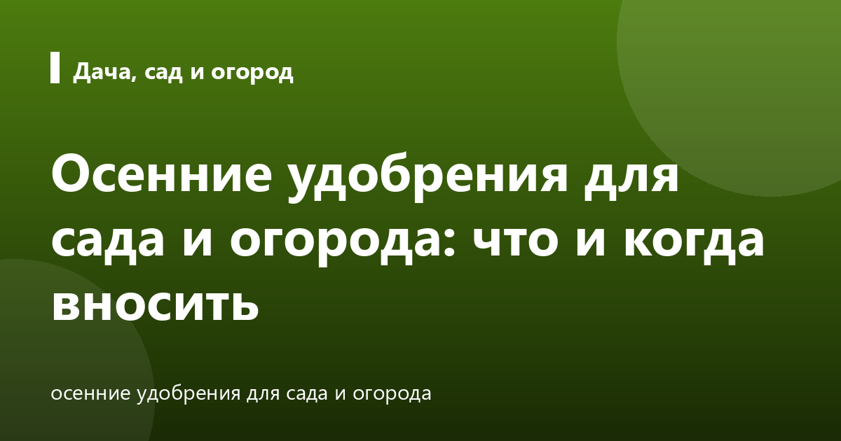 Осенние удобрения для сада и огорода: что и когда вносить