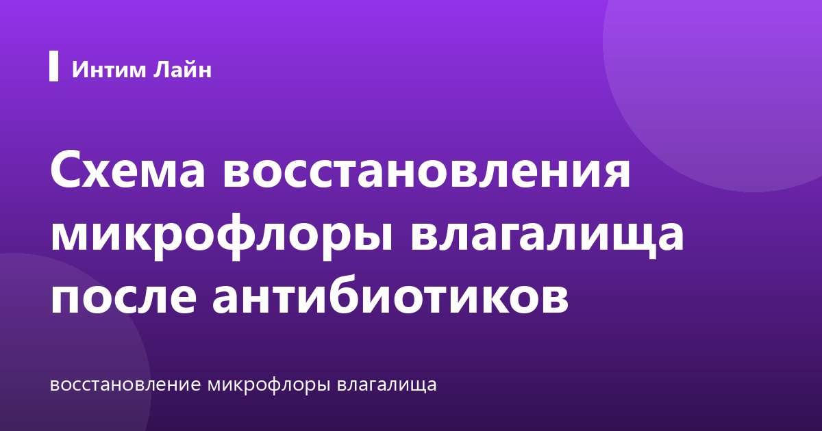 Схема восстановления микрофлоры влагалища после антибиотиков